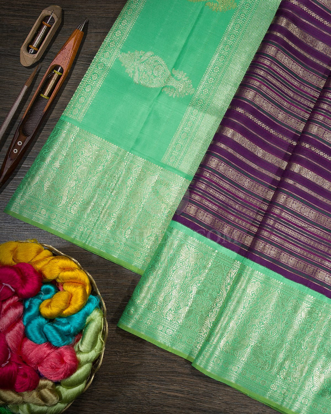 Eggplant Purple Kanjivaram Silk Saree-S1203(G)