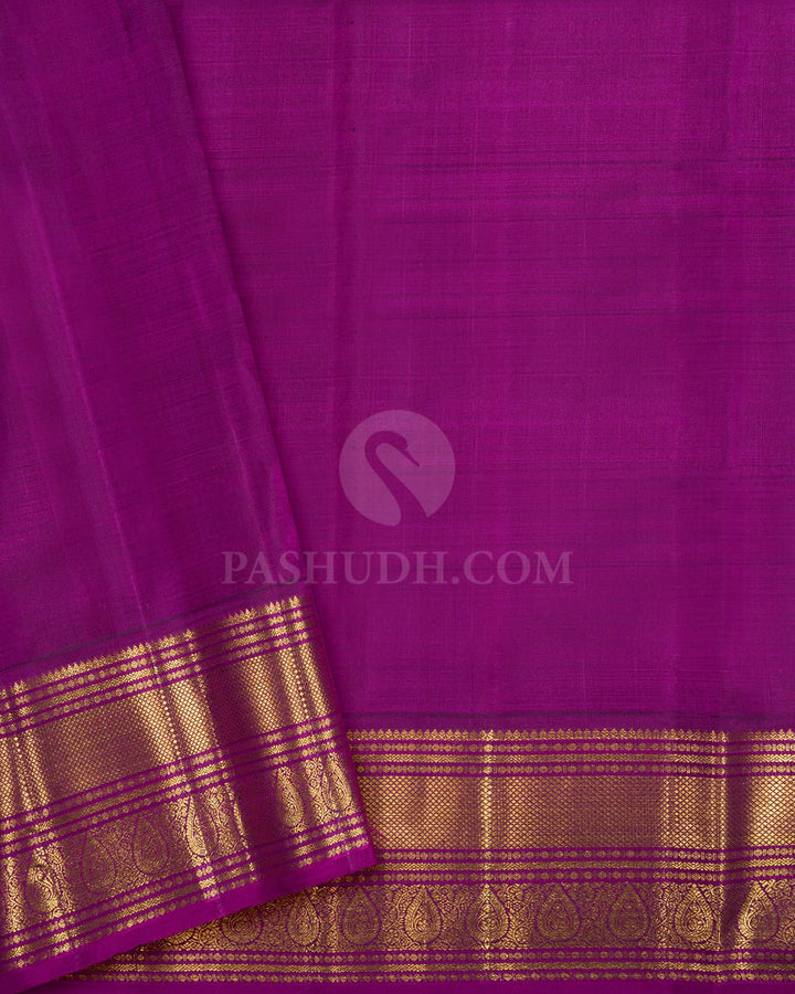 Peach Pink Organza Shimmer Kanjivaram Silk Saree-S1767(B)