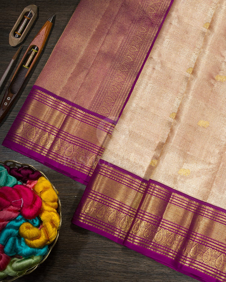 Peach Pink Organza Shimmer Kanjivaram Silk Saree-S1767(B)