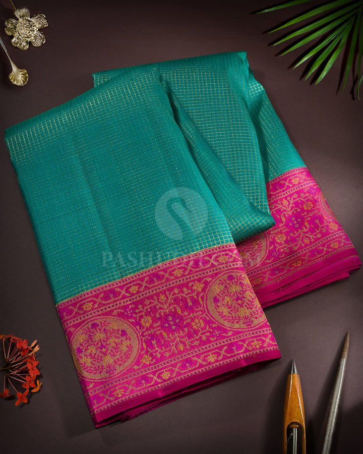 Jade Green Antique Border Kanjivaram Silk Saree-S1764(B)