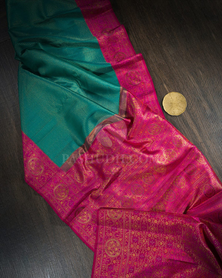 Jade Green Antique Border Kanjivaram Silk Saree-S1764(B)