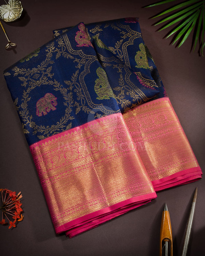 Navy Blue Bridal Kanjivaram Silk Saree-S1816(A)