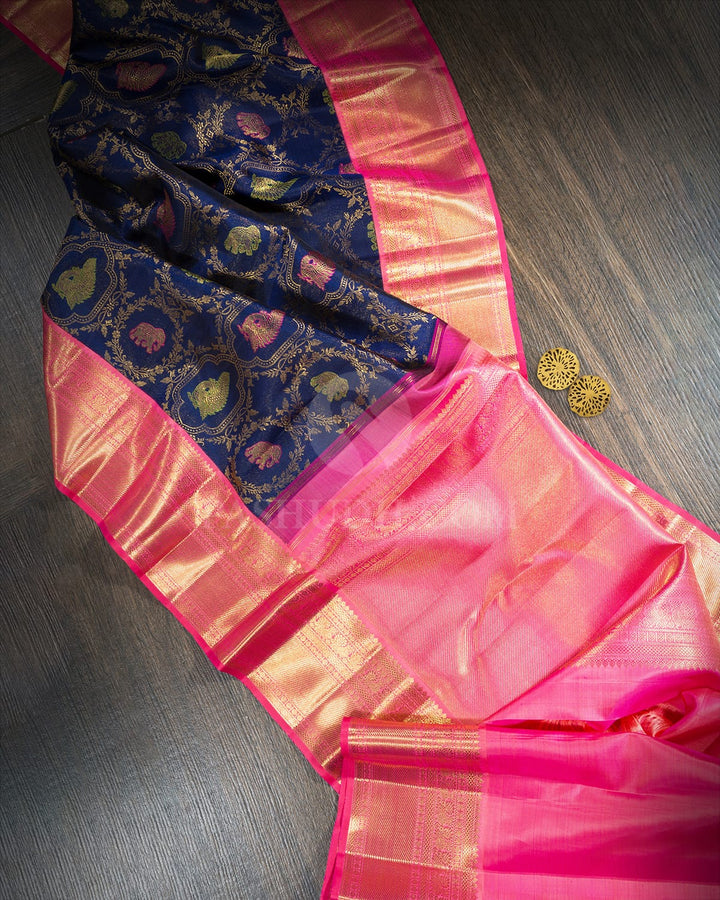 Navy Blue Bridal Kanjivaram Silk Saree-S1816(A)