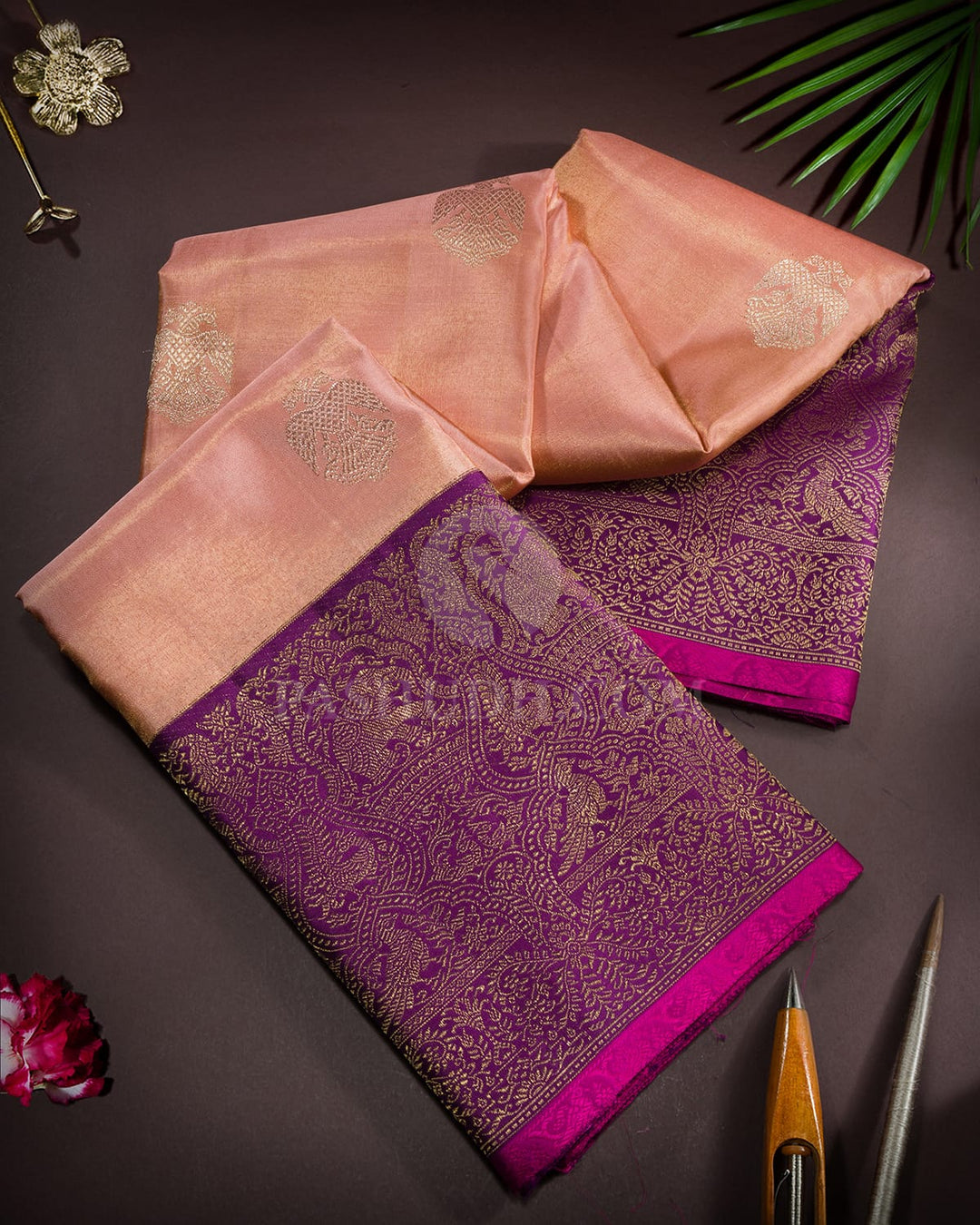 Peachy Pink Silk Shimmer Kanjivaram Silk Saree-S1745(C)