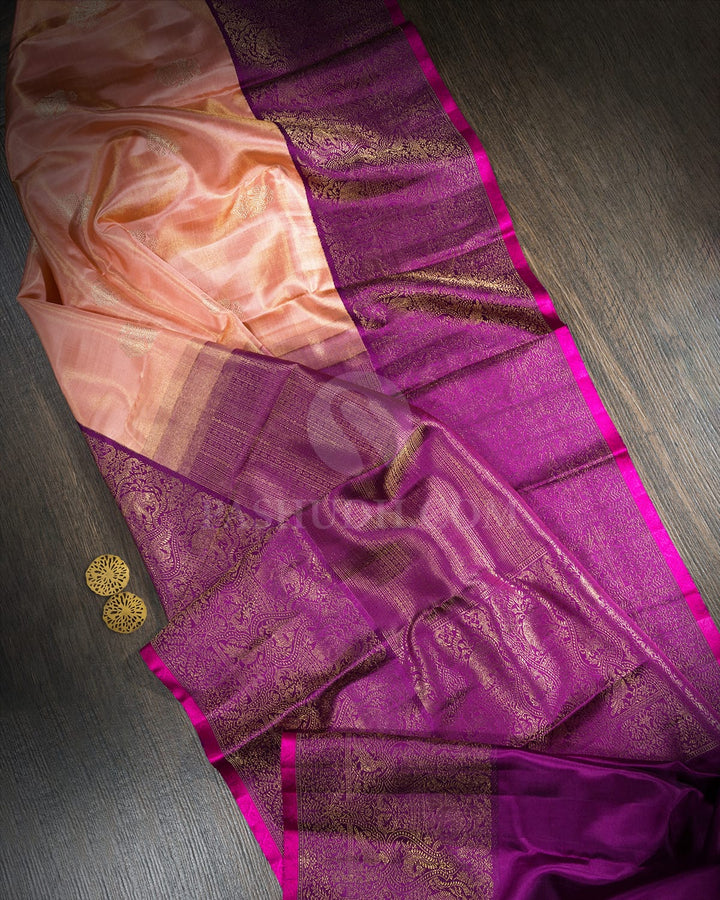 Peachy Pink Silk Shimmer Kanjivaram Silk Saree-S1745(C)