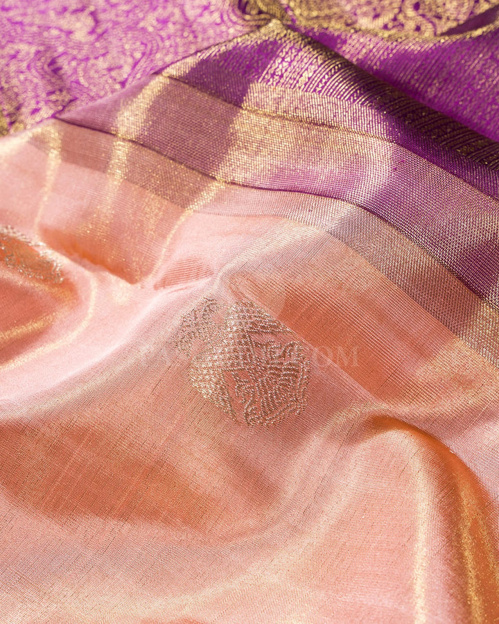 Peachy Pink Silk Shimmer Kanjivaram Silk Saree-S1745(C)
