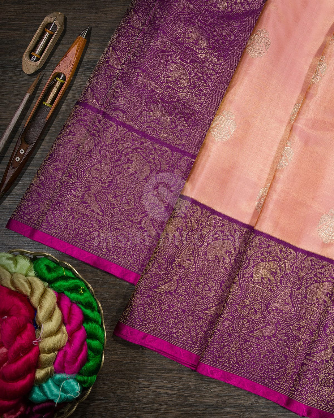 Peachy Pink Silk Shimmer Kanjivaram Silk Saree-S1745(C)