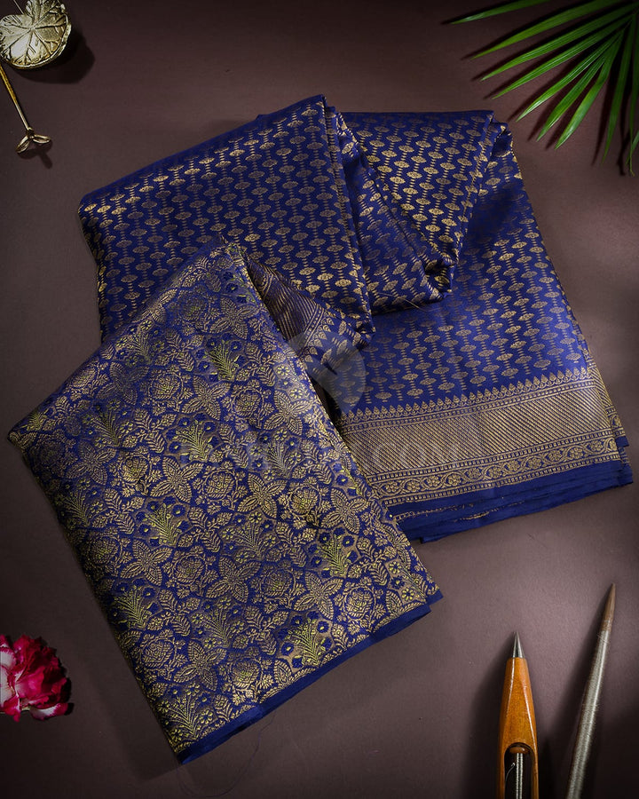 Midnight Blue Bridal Kanjivaram Silk Saree-S1191(J)