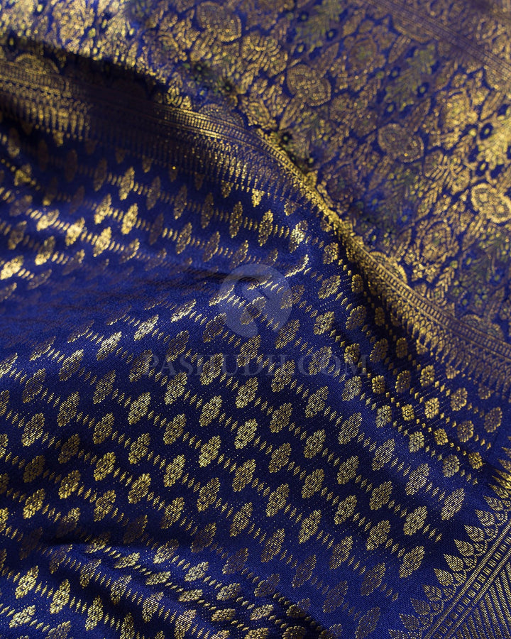 Midnight Blue Bridal Kanjivaram Silk Saree-S1191(J)