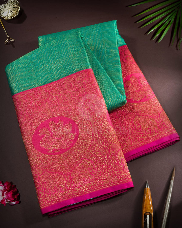 Parrot Green Vairaoosi Kattam Kanjivaram Silk Saree-S1805(A)