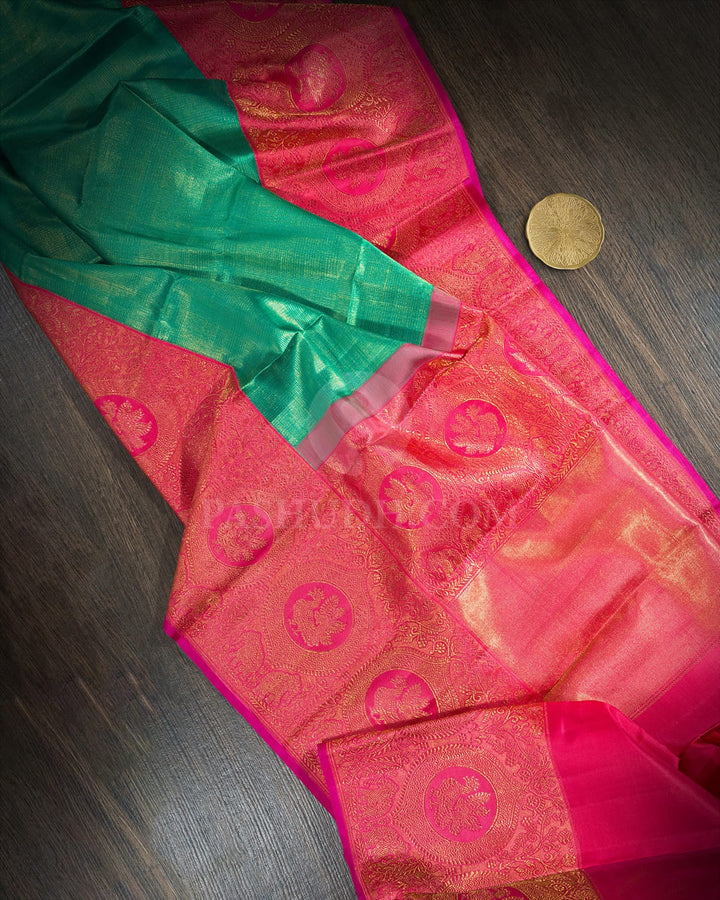 Parrot Green Vairaoosi Kattam Kanjivaram Silk Saree-S1805(A)