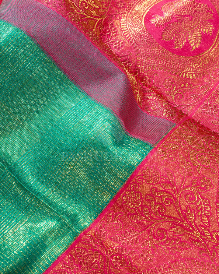 Parrot Green Vairaoosi Kattam Kanjivaram Silk Saree-S1805(A)