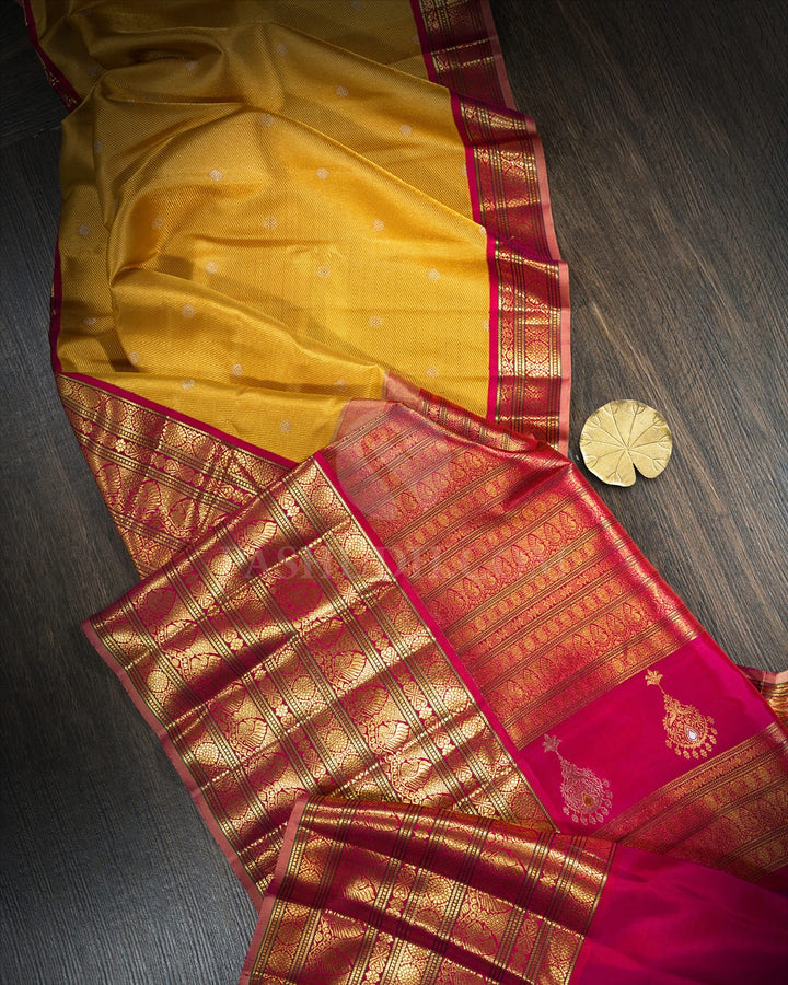 Mustard Yellow Kanjivaram Silk Saree-S1236(G)