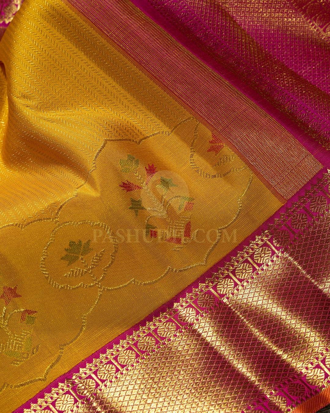 Mango Yellow Meenakari Kanjivaram Silk Saree-S1718(B)