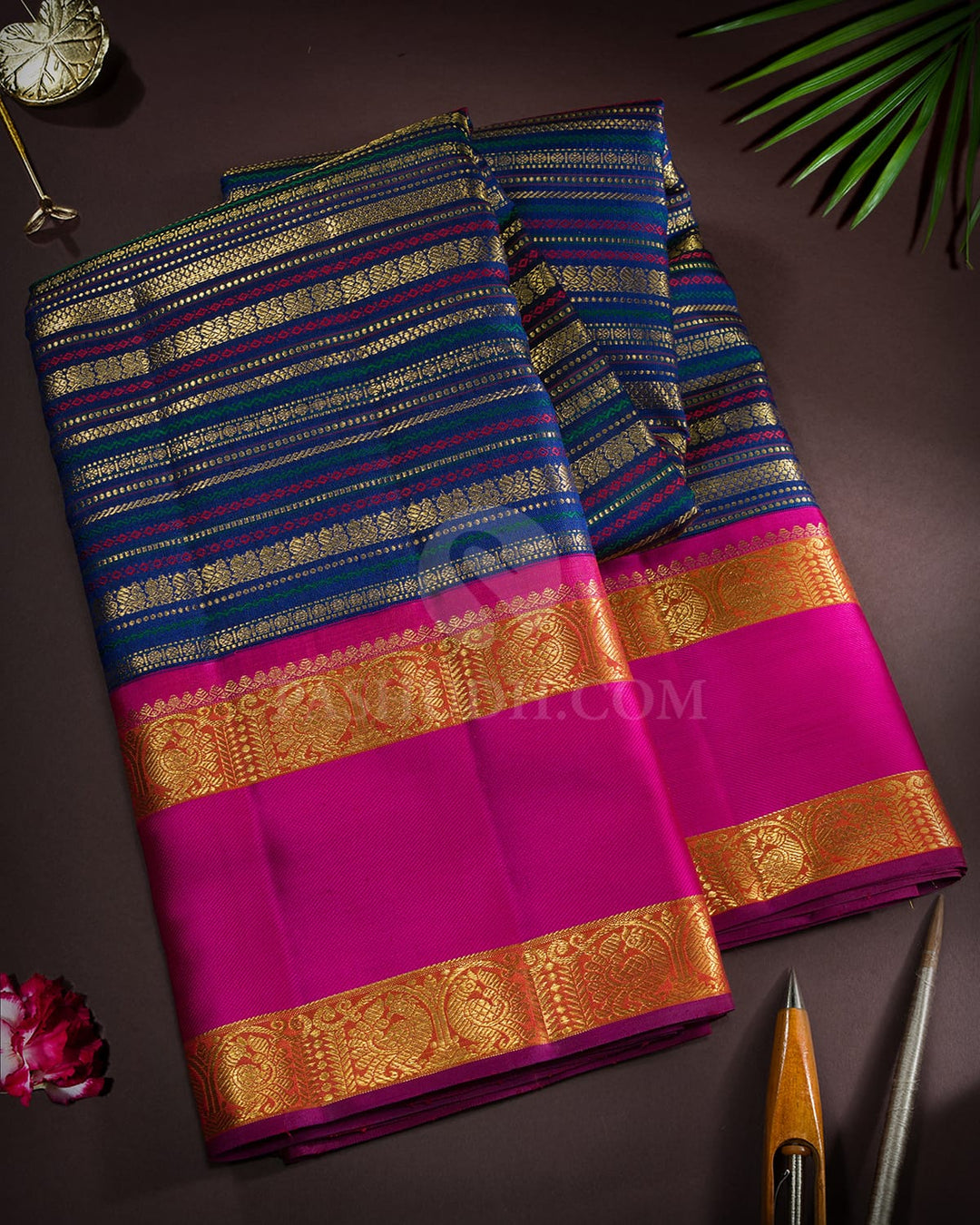 Royal Blue Retta Petta Border Kanjivaram Silk Saree-S1484(I)