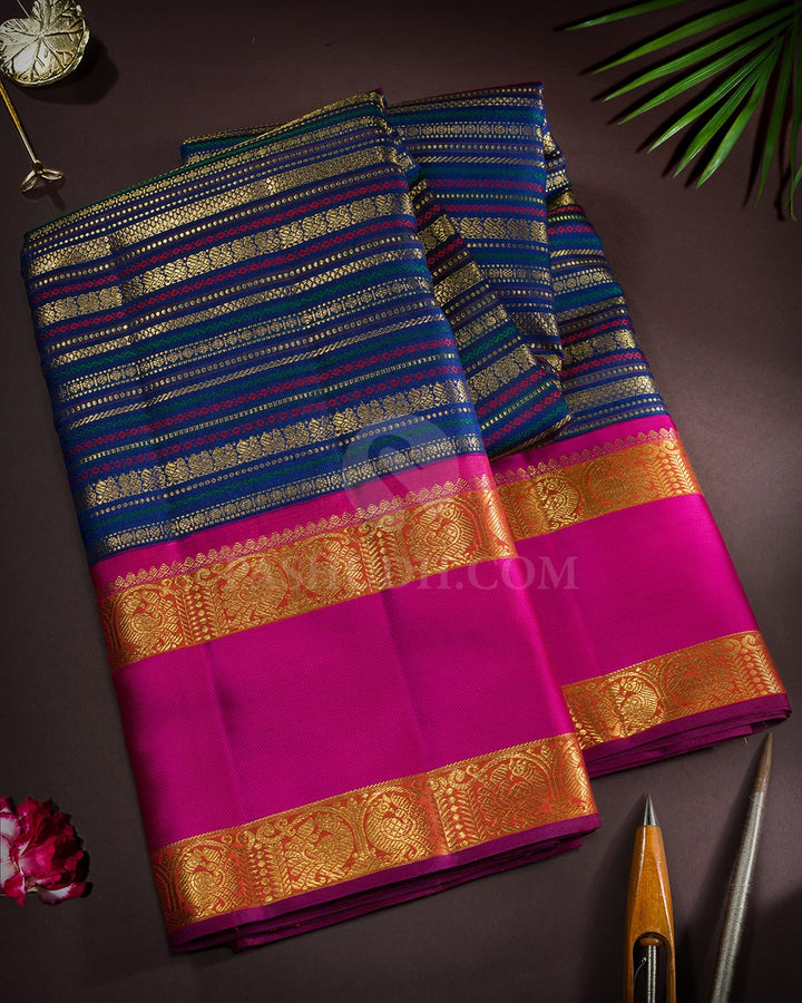 Royal Blue Retta Petta Border Kanjivaram Silk Saree-S1484(I)