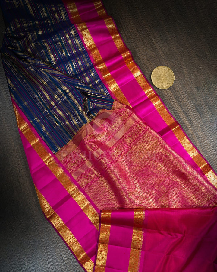 Royal Blue Retta Petta Border Kanjivaram Silk Saree-S1484(I)