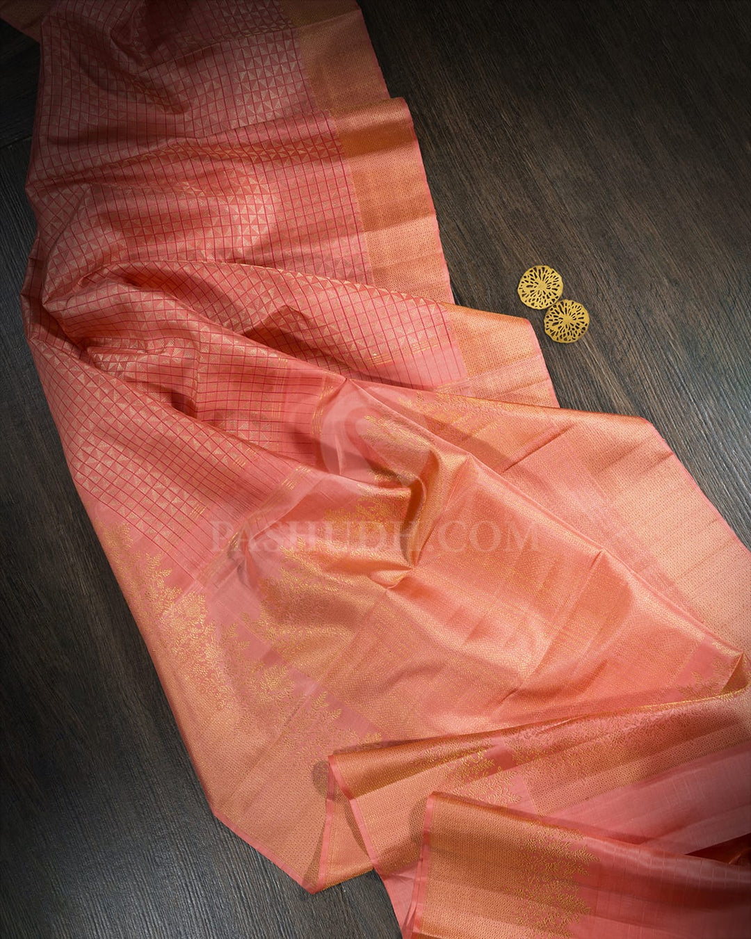 Peach Pink Kanjivaram Silk Saree-S1790(A)