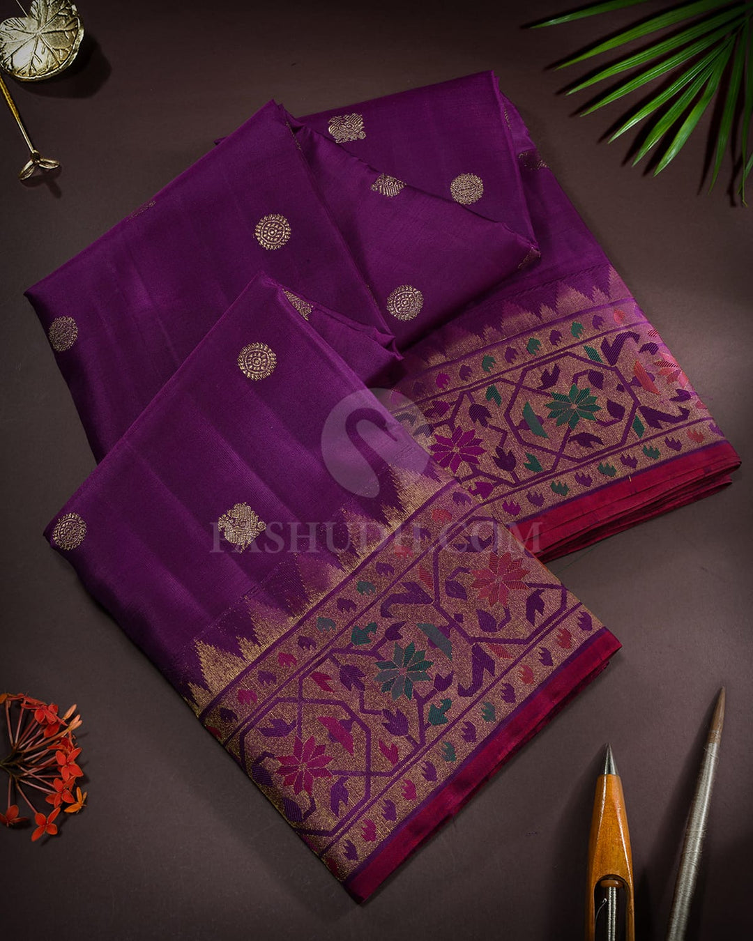 Dark Violet Paithani Kanjivaram Silk Saree-S1772(C)