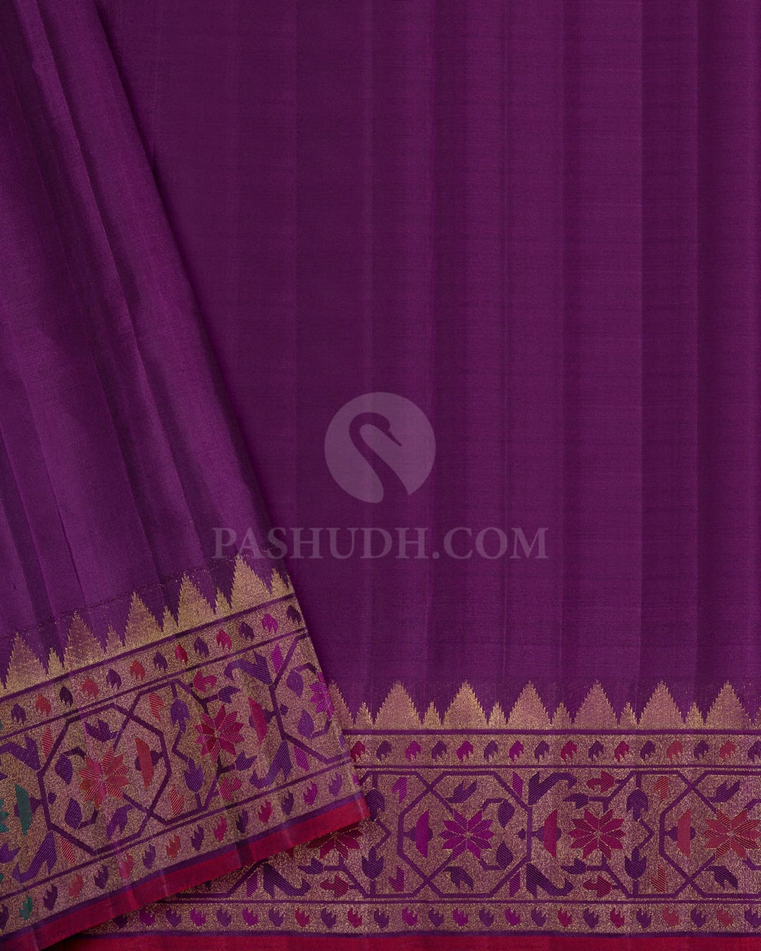 Dark Violet Paithani Kanjivaram Silk Saree-S1772(C)