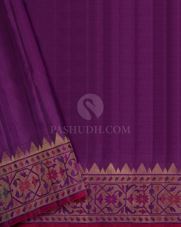 Dark Violet Paithani Kanjivaram Silk Saree-S1772(C)