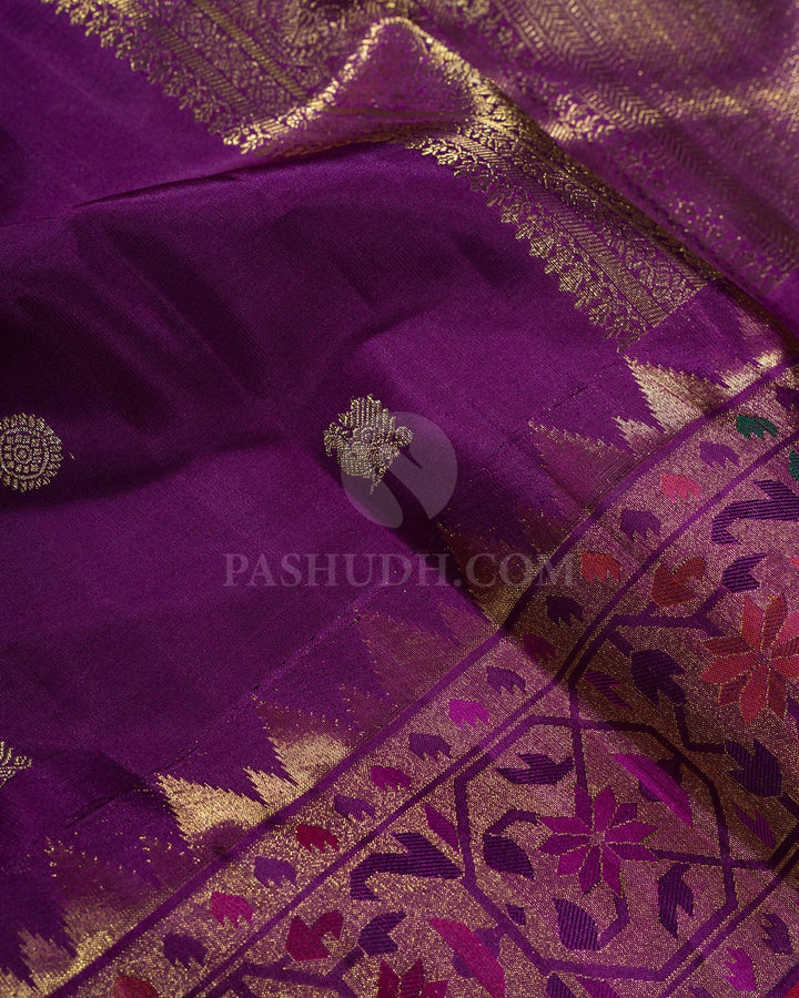 Dark Violet Paithani Kanjivaram Silk Saree-S1772(C)