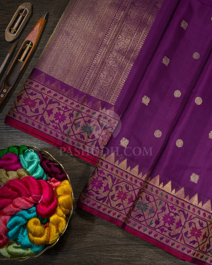 Dark Violet Paithani Kanjivaram Silk Saree-S1772(C)