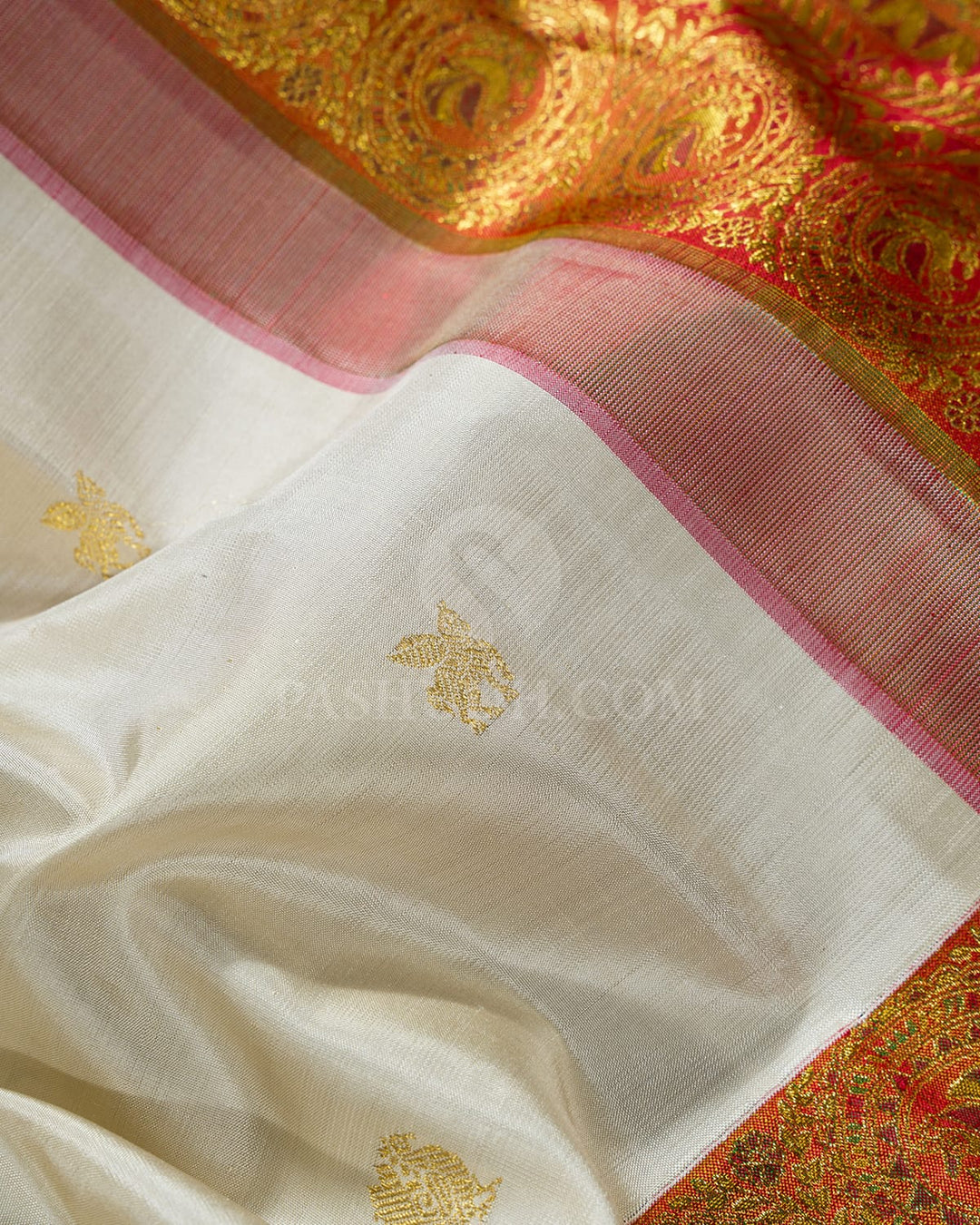 Cream Antique Border Kanjivaram Silk Saree-S1820(A)