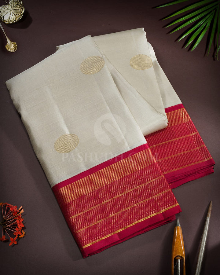 Half White Kanjivaram Silk Saree-S1567(C)