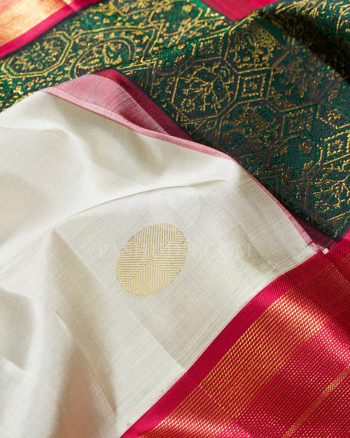 Half White Kanjivaram Silk Saree-S1567(C)