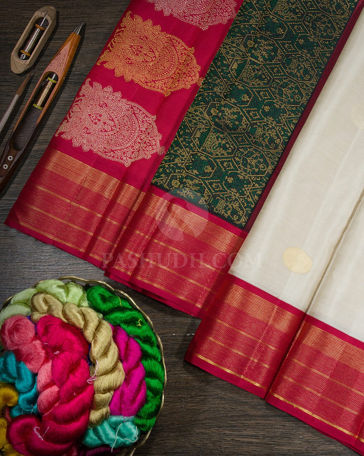 Half White Kanjivaram Silk Saree-S1567(C)