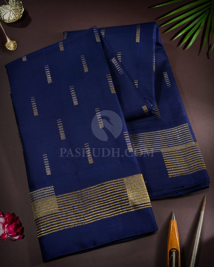 Midnight Blue Kanjivaram Silk Saree-S1796(A)