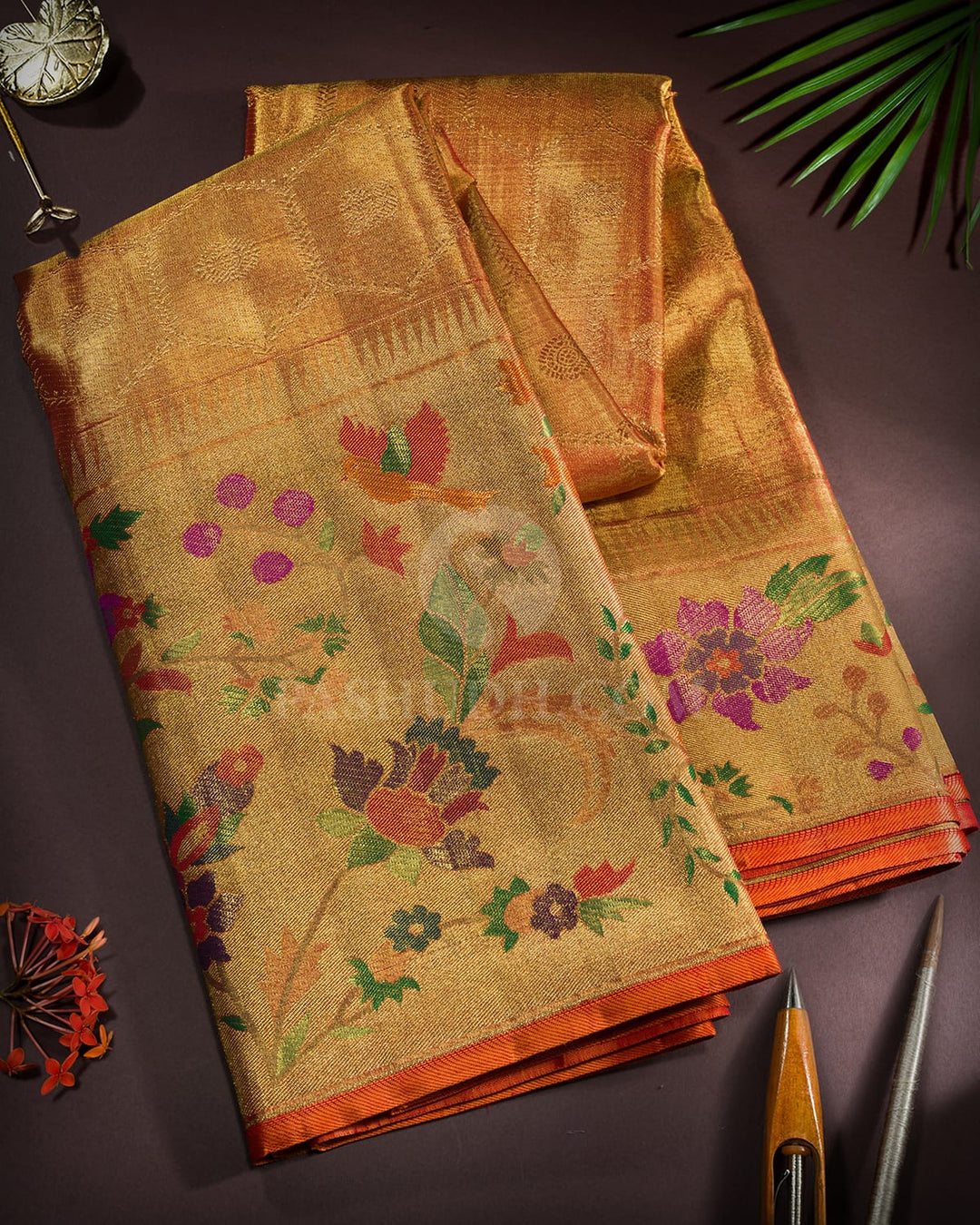 Red Tissue Kanjivaram Silk Saree-S1822(A)