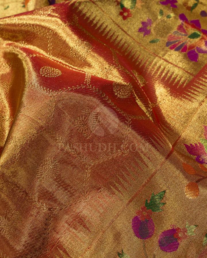 Red Tissue Kanjivaram Silk Saree-S1822(A)