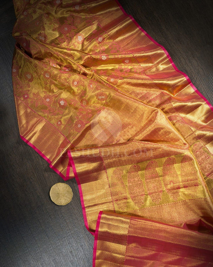 Punch Pink Zari Tissue Kanjivaram Silk Saree-S1817(A)