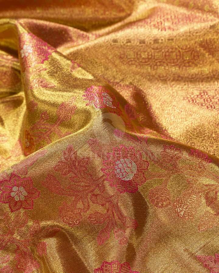 Punch Pink Zari Tissue Kanjivaram Silk Saree-S1817(A)
