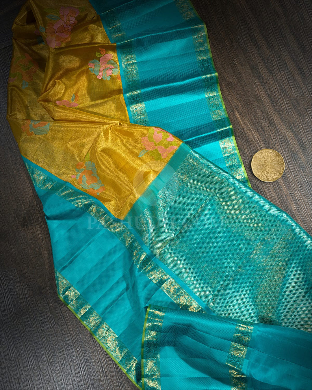 Mustard Yellow Semi Tissue Kanjivaram Silk Saree-S1810(A)