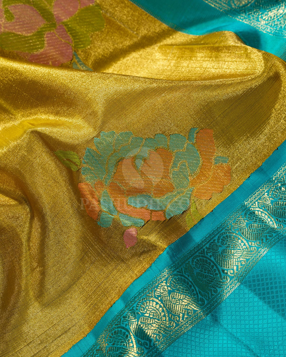 Mustard Yellow Semi Tissue Kanjivaram Silk Saree-S1810(A)