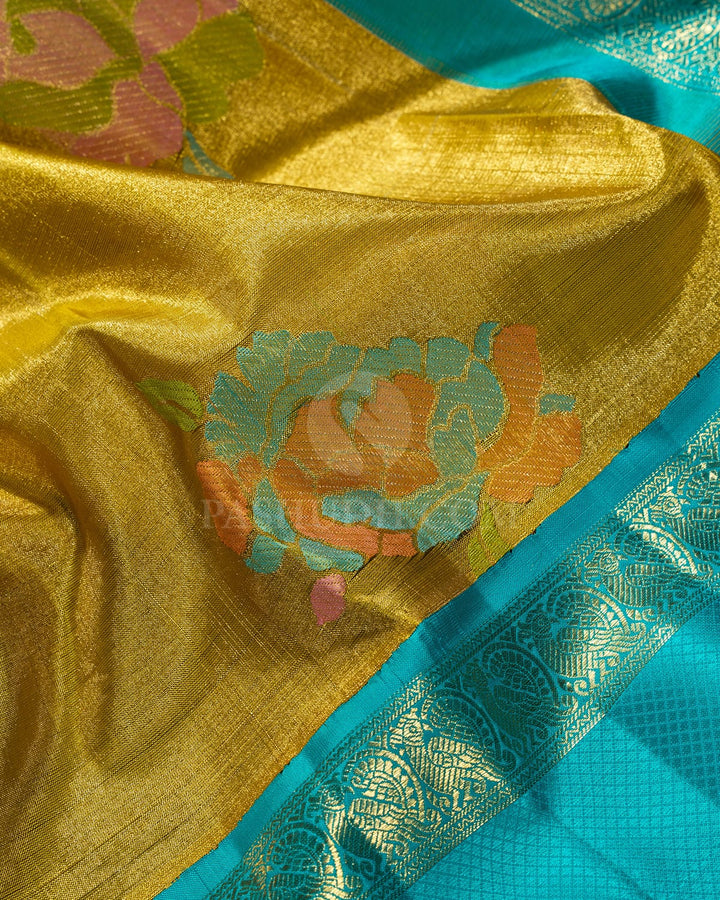 Mustard Yellow Semi Tissue Kanjivaram Silk Saree-S1810(A)