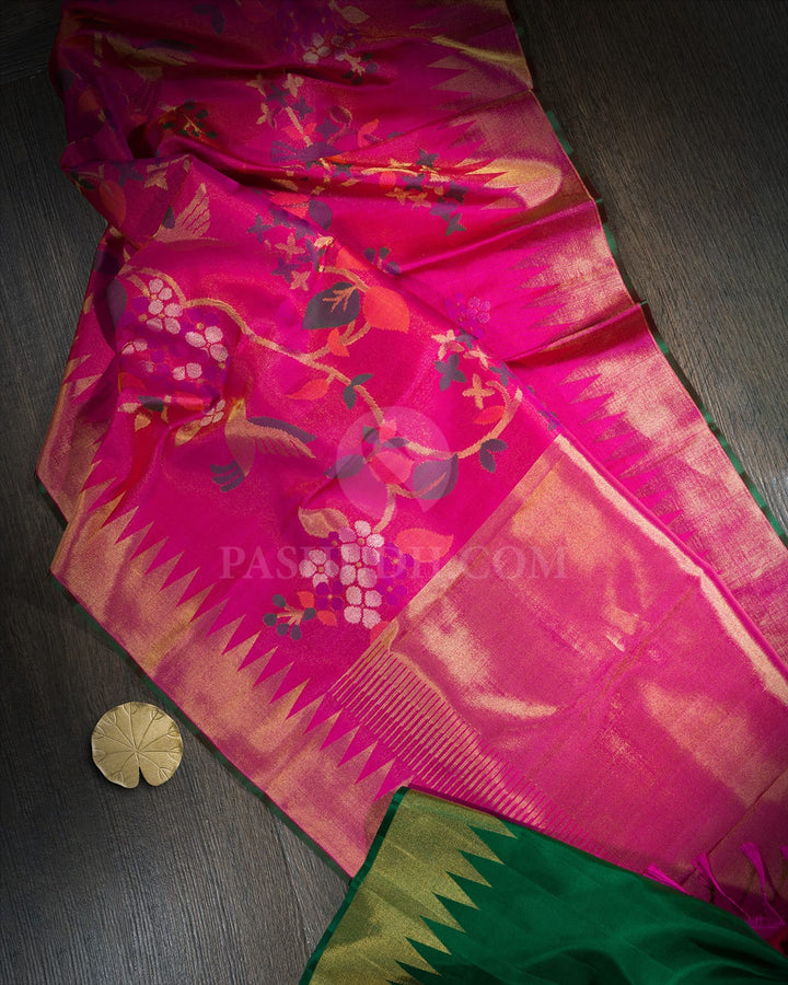 Rani Pink Meenakari Pure Zari Kanjivaram Silk Saree-P227(A)