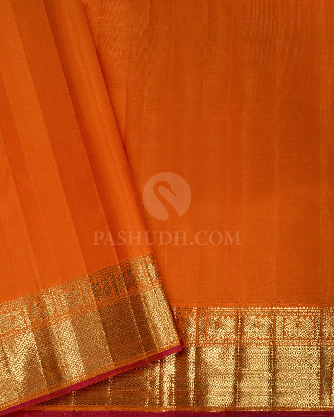 Orange Pure Zari Meenakari Traditional Kanjivaram Silk Saree-P233(A)