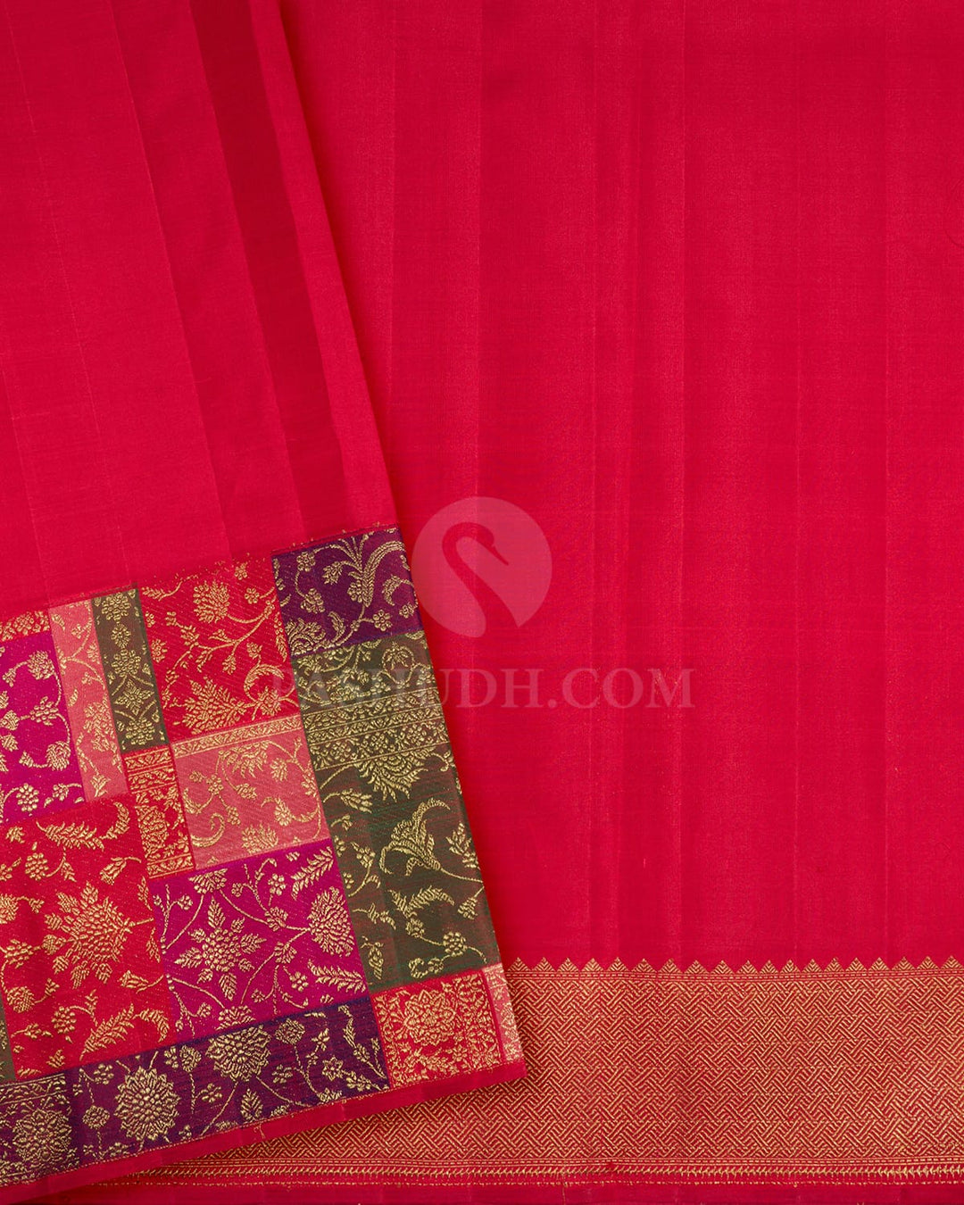Half White Pure Zari Meenakari Kanjivaram Silk Saree-P231(A)