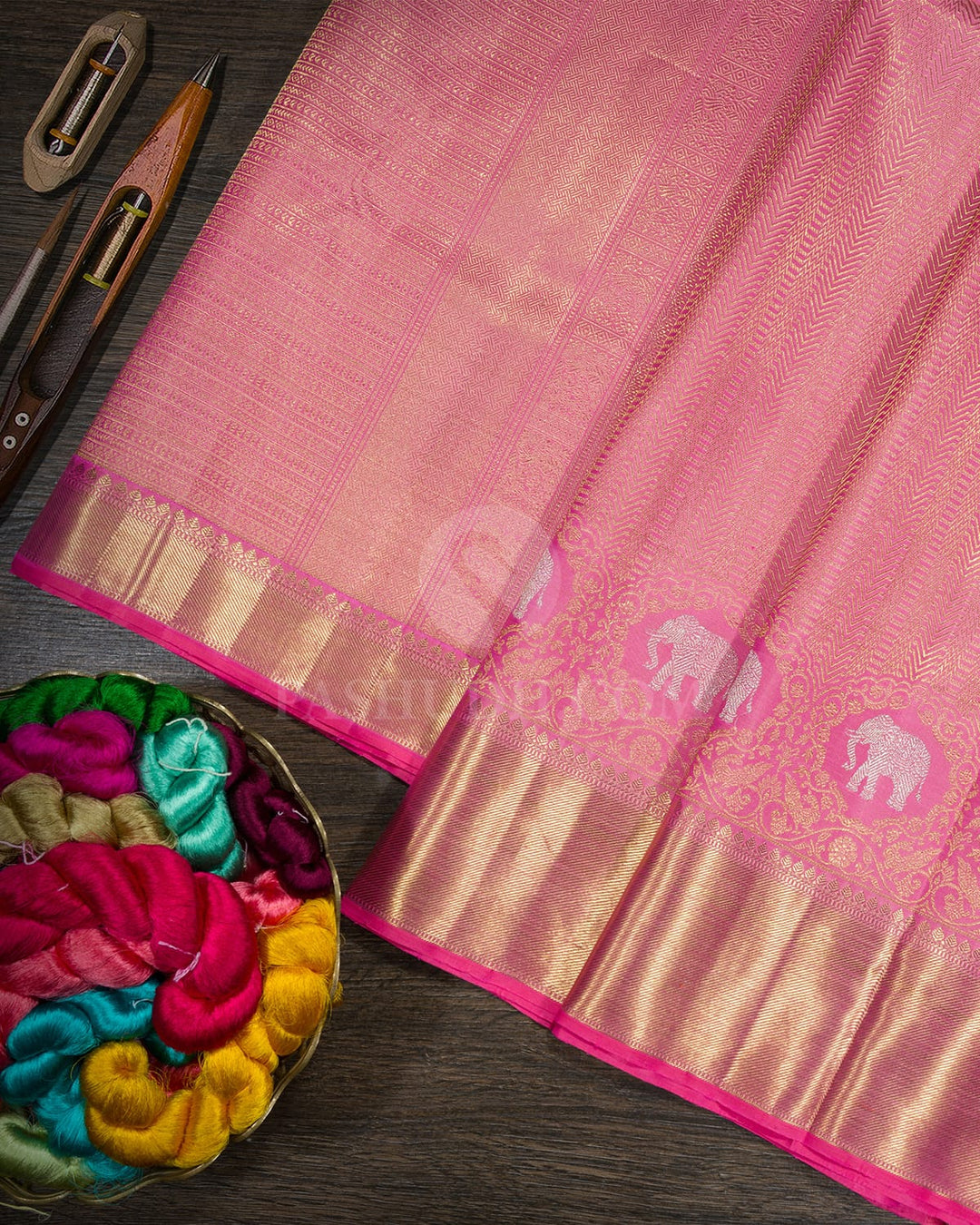 Baby Pink Pure Zari Traditional Kanjivaram Silk Saree-P230(A)