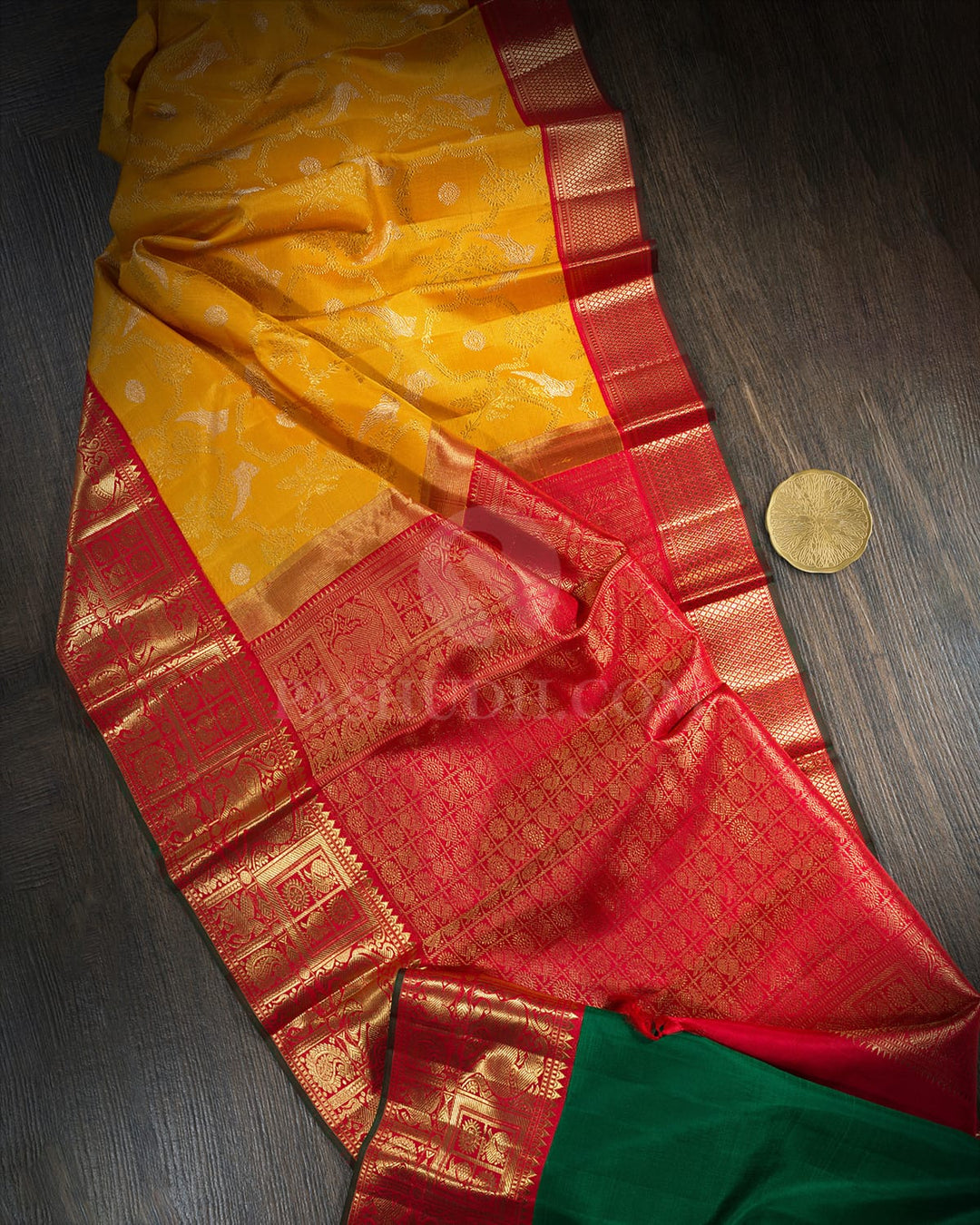Mango Yellow Pure Zari Traditional Kanjivaram Silk Saree-P224(A)