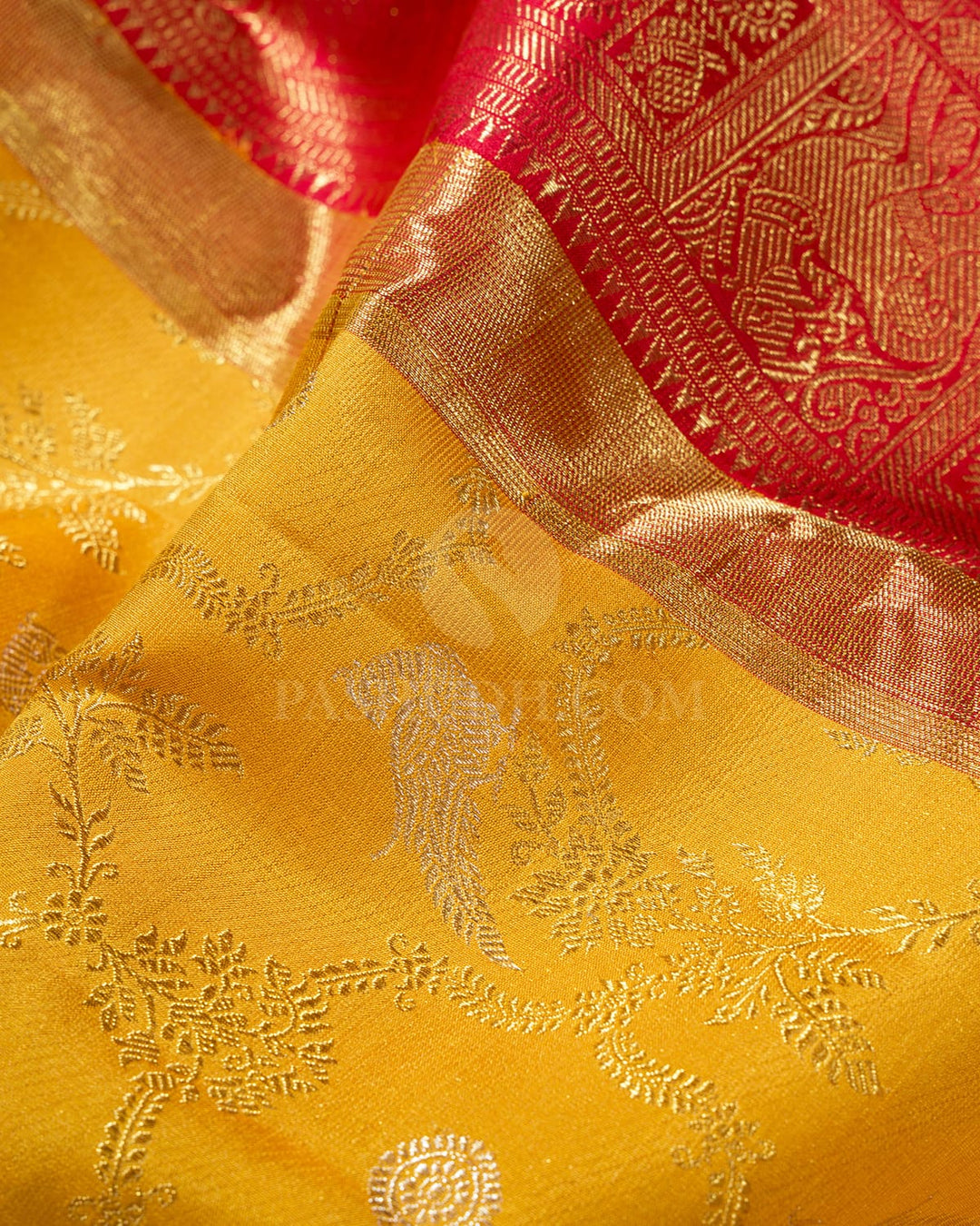 Mango Yellow Pure Zari Traditional Kanjivaram Silk Saree-P224(A)