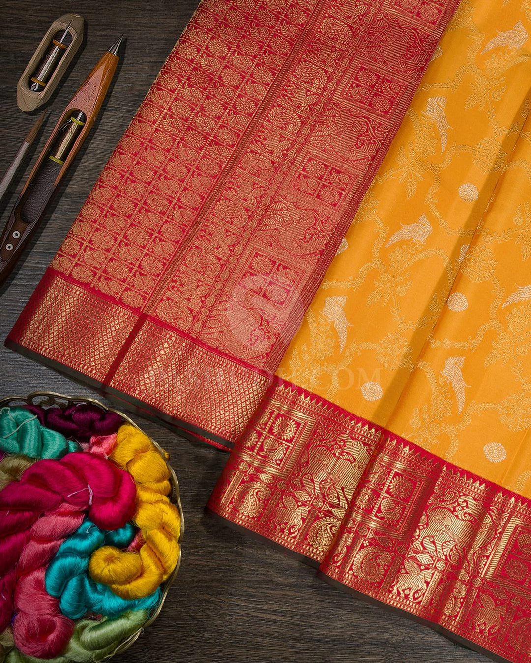 Mango Yellow Pure Zari Traditional Kanjivaram Silk Saree-P224(A)