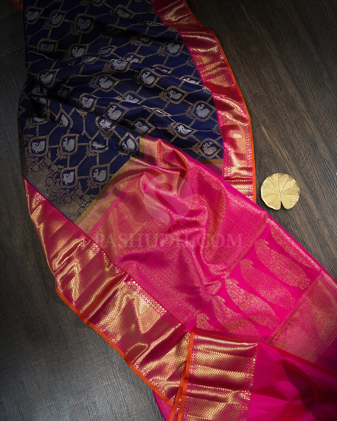 Navy Blue Pure Zari Kanjivaram Silk Saree-P221(A)