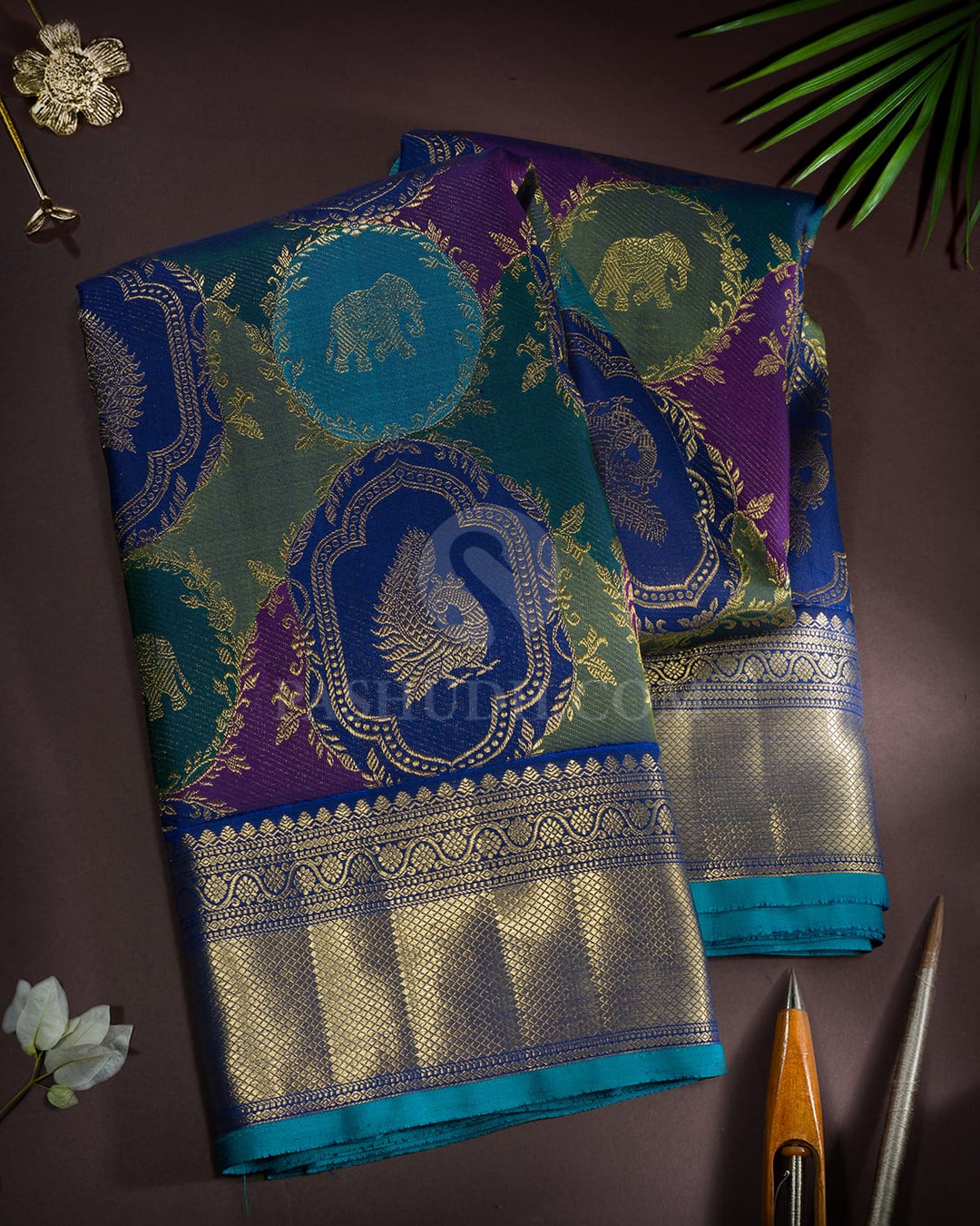Midnight Blue Pure Zari Kanjivaram Silk Saree-P226(A)