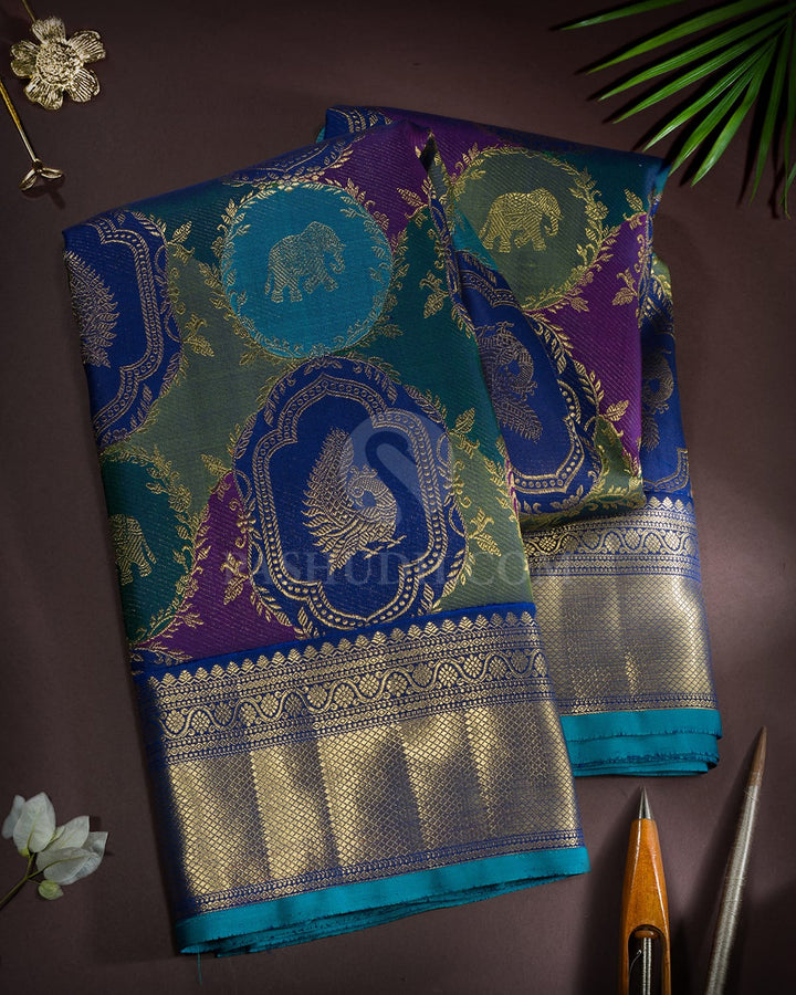 Midnight Blue Pure Zari Kanjivaram Silk Saree-P226(A)