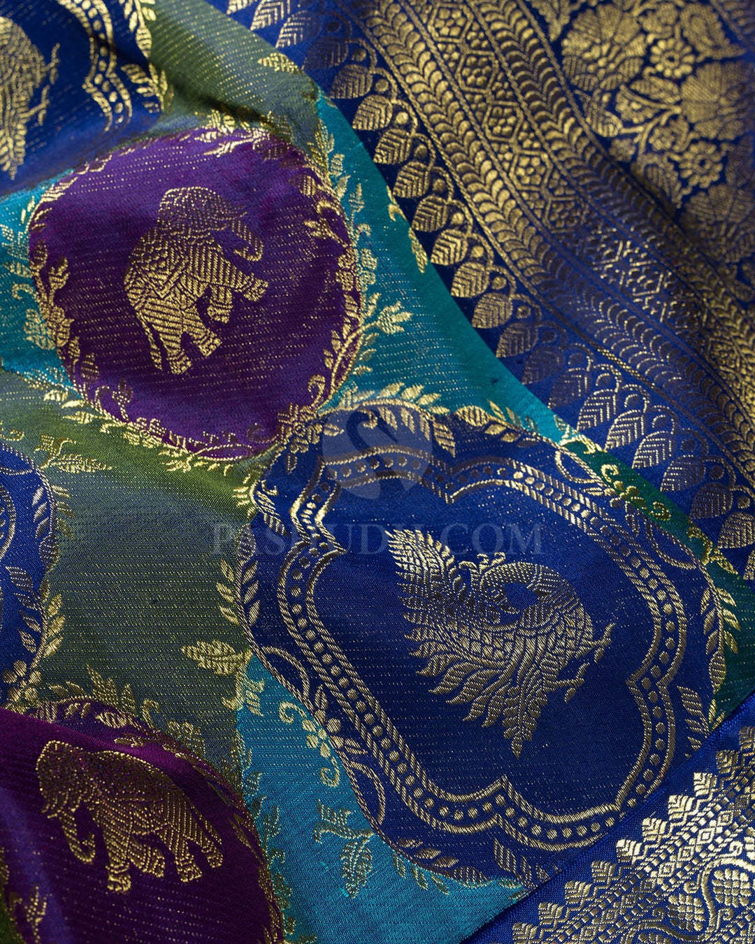 Midnight Blue Pure Zari Kanjivaram Silk Saree-P226(A)